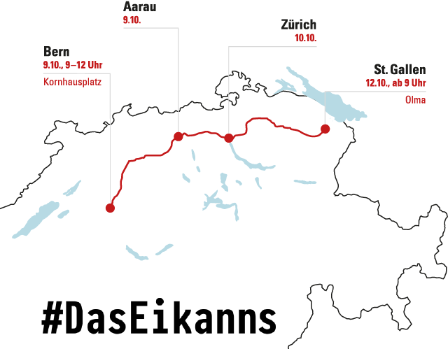 Das grösste Schweizer Huhn auf dem Weg nach St. Gallen